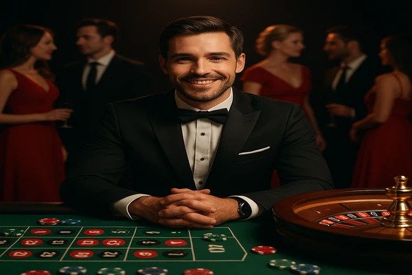 ek33-এর নিয়ন আলোতে সজ্জিত আধুনিক ক্যাসিনোর পরিবেশে মার্জিত উপস্থাপনা