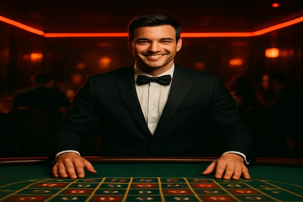 একজন পুরুষ অনলাইন গেম জয় পাওয়ার আনন্দে উল্লাস করছেন, চারপাশে গেমিং প্রতীকগুলো ভাসছে