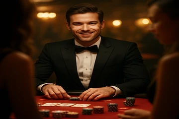 আলোকিত রুলেট চাকা ও ক্যাসিনো চিপসের দৃশ্য, যা লাইভ গেমের উত্তেজনা বাড়িয়ে তোলে